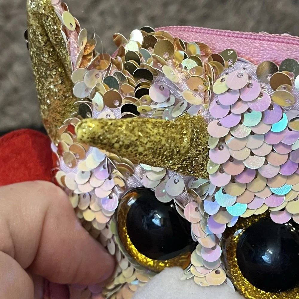TY Wristlet Coin Purse Beanie Boos Color Changing Sequins FANTASIA Unicorn